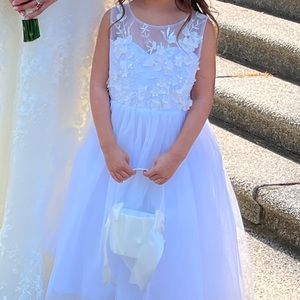 White flower girl dress